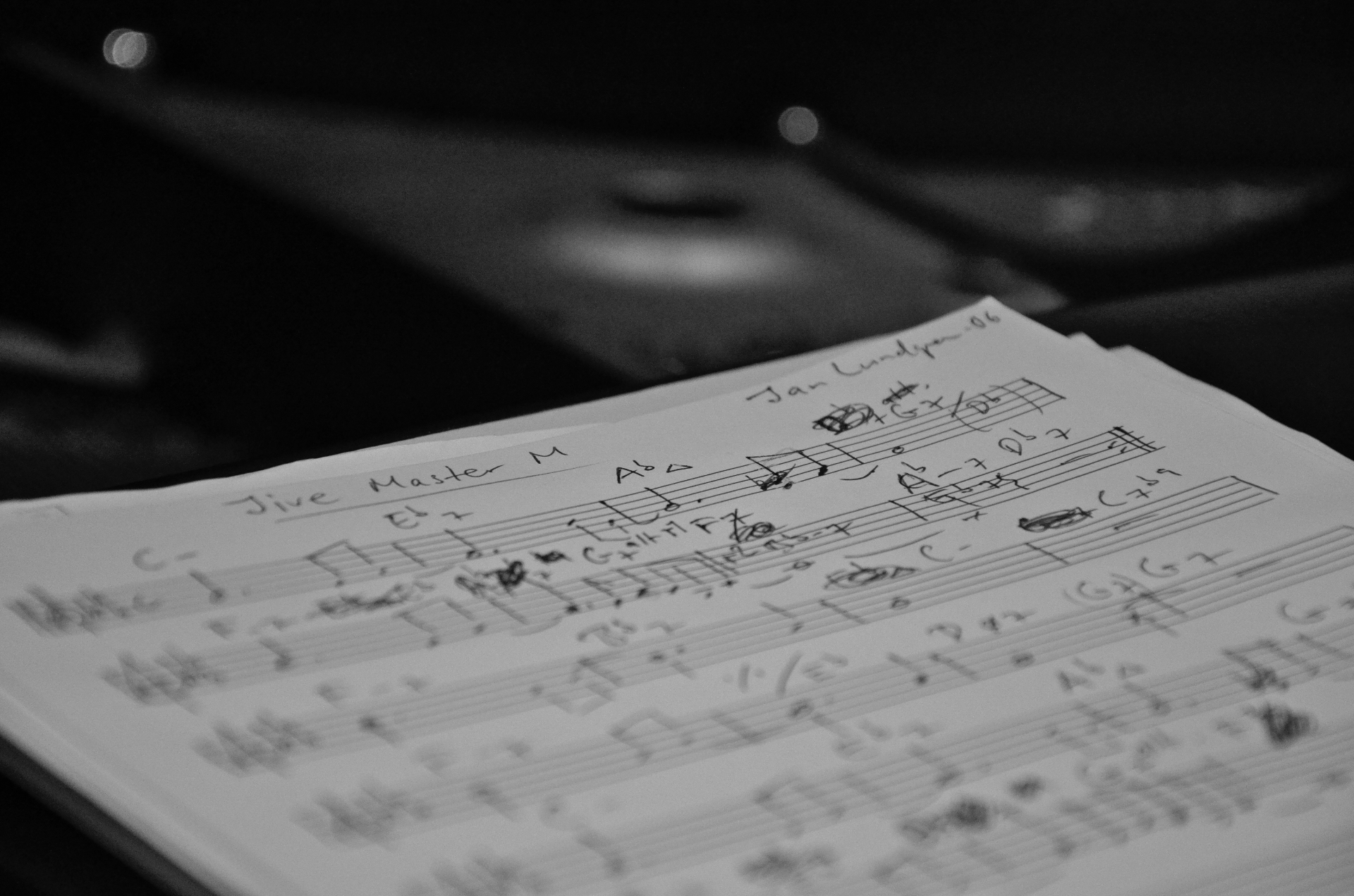 Jan Lundgren's handwritten chart for Jive Master M, May 2012.